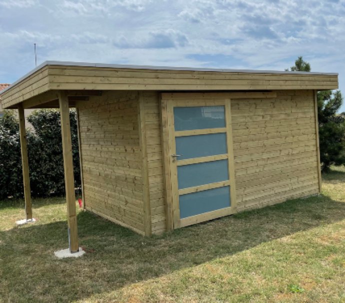 Abri de jardin en bois Toit Terrasse avec auvent